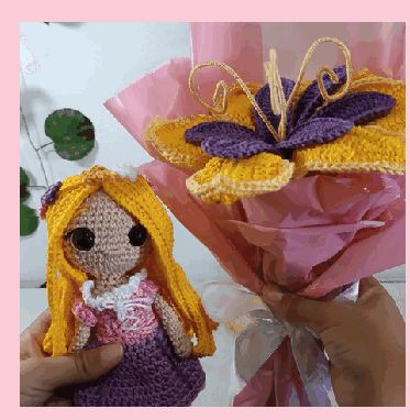 Kit Lírio mais Rapunzel em crochê feito à mão