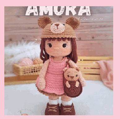 Boneca Ursa amora em crochê feito à mão
