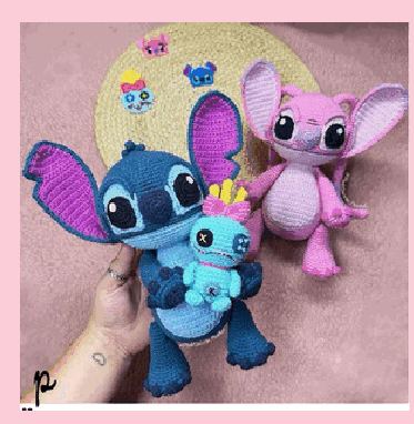 Stitch,angel e xepa em crochê feito à mão