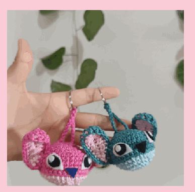 Stitch e angel em crochê feito à mão